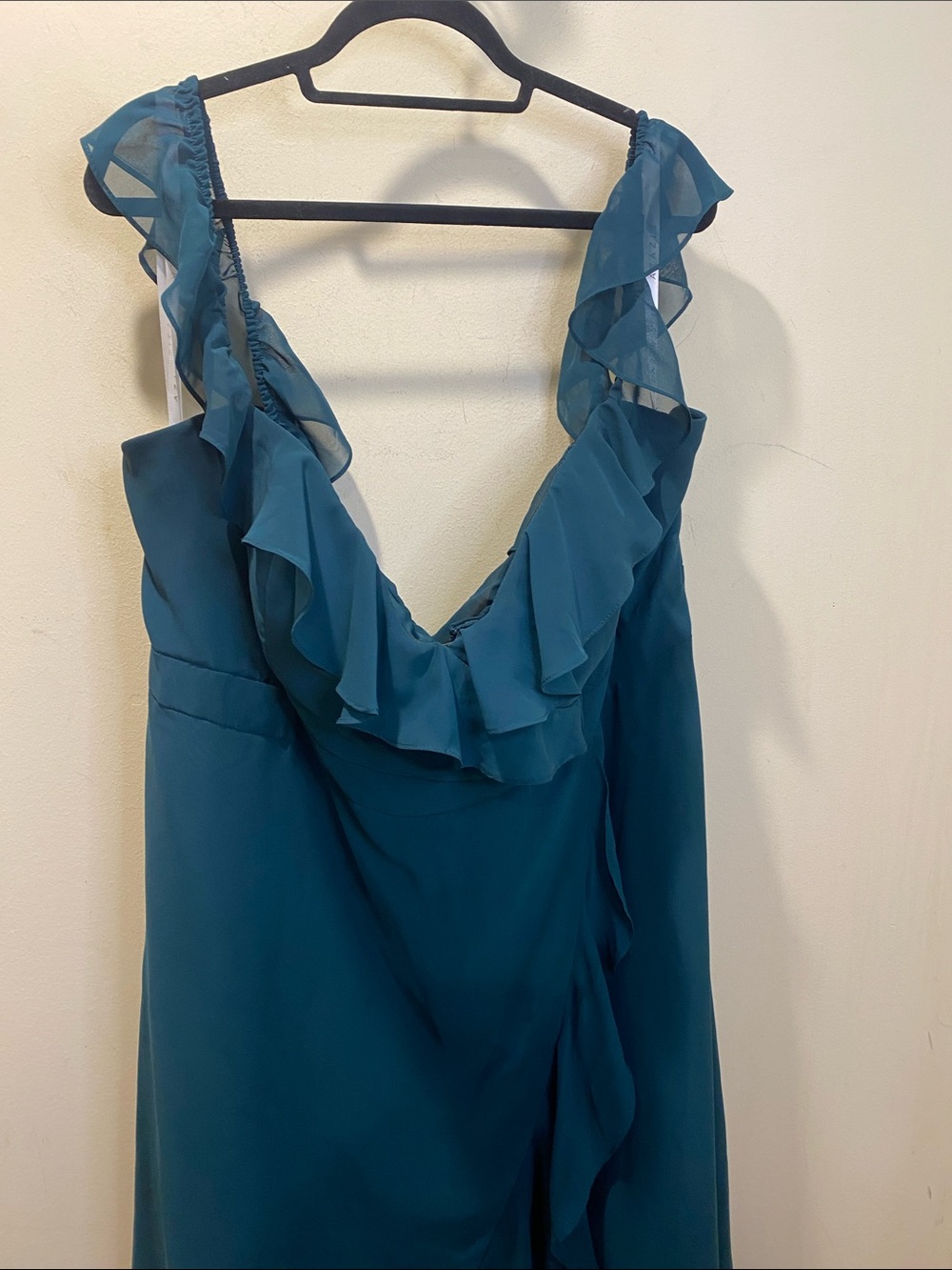 AZAZIE Teal Ruffle V-Neck Maxi Dress Gown Sx A26 - Picture 4 of 12